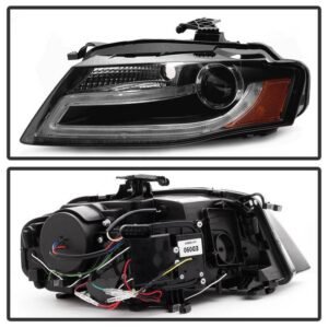 Audi A4 09-12 Projector Headlights Halogen Model Only LED - Black - Image 2