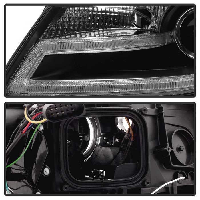 Audi A4 09-12 Projector Headlights Halogen Model Only LED - Black
