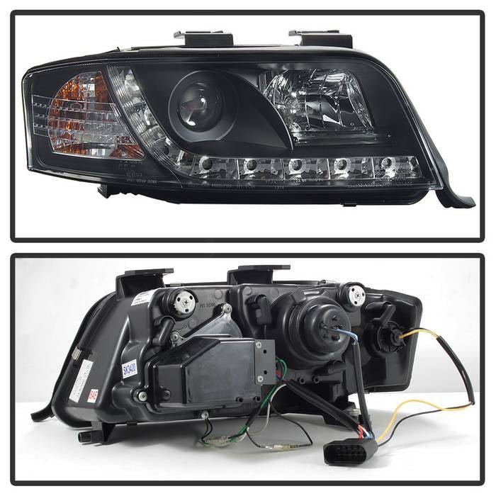 Audi A6 02-04 Projector Headlights - Halogen Model Only DRL - Black