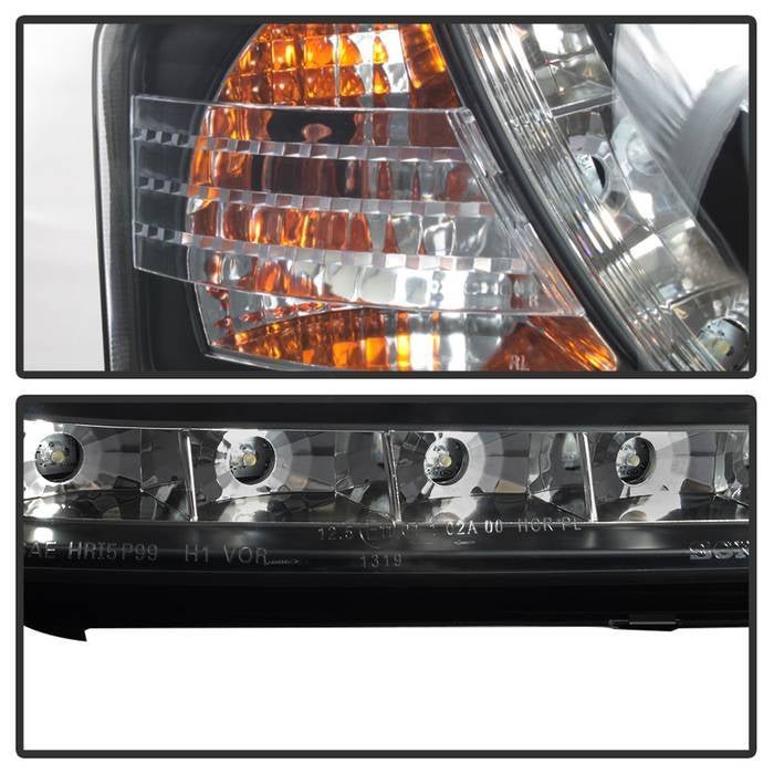 Audi A6 02-04 Projector Headlights - Halogen Model Only DRL - Black