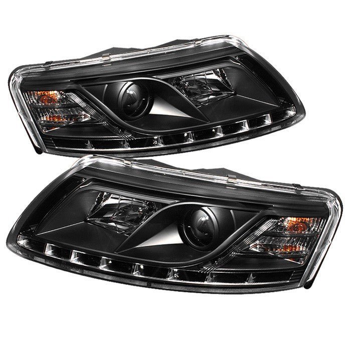 Audi A6 05-07 Projector Headlights - Halogen Model Only- Black