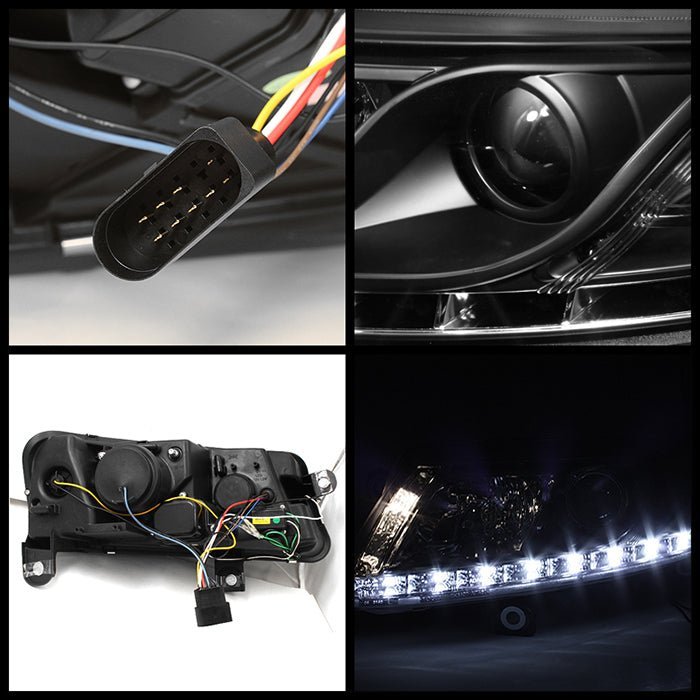 Audi A6 05-07 Projector Headlights - Halogen Model Only- Black