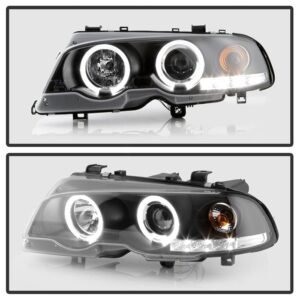 BMW E46 3-Series 00-03 2DR / M3 01-06 2DR 1PC Projector Headlights - Black - Image 10