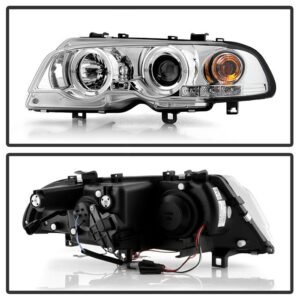 BMW E46 3-Series 00-03 2DR / M3 01-06 2DR 1PC Projector Headlights -Chrome - Image 2