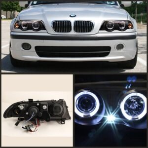 BMW E46 3-Series 99-01 4DR Projector Headlights - Black - Image 2