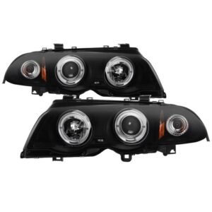BMW E46 3-Series 99-01 4DR Projector Headlights - Black Smoke - Image 1