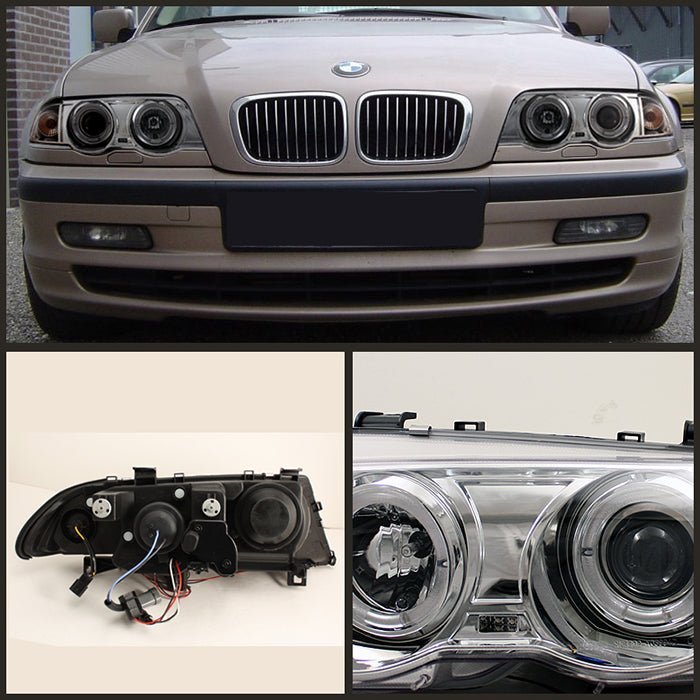 BMW E46 3-Series 99-01 4DR Projector Headlights - Chrome