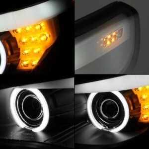 BMW E60 5-Series 04-07 Projector Headlights - Halogen Model Only - Black - Image 4