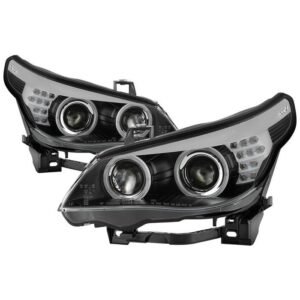 BMW E60 5 Series 08-10 Projector Headlights - Black - Image 1