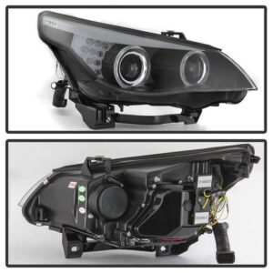 BMW E60 5 Series 08-10 Projector Headlights - Black - Image 2