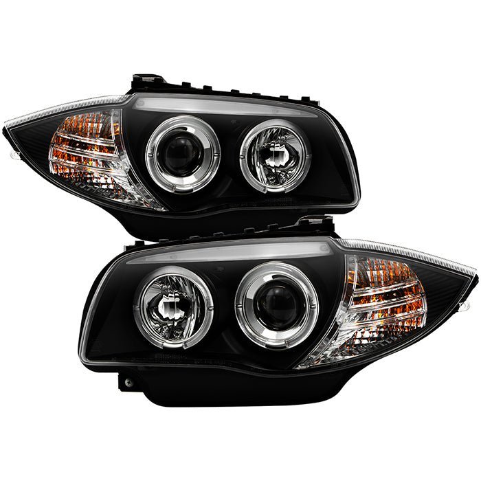 BMW E87 1-Series 08-11 Projector Headlights - LED Halo - Black