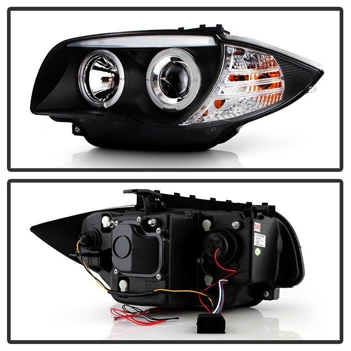 BMW E87 1-Series 08-11 Projector Headlights - LED Halo - Black