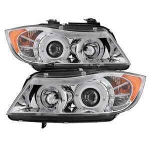BMW E90 3-Series 06-08 4DR Projector Headlights - Chrome - Image 1