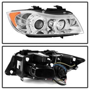 BMW E90 3-Series 06-08 4DR Projector Headlights - Chrome - Image 2