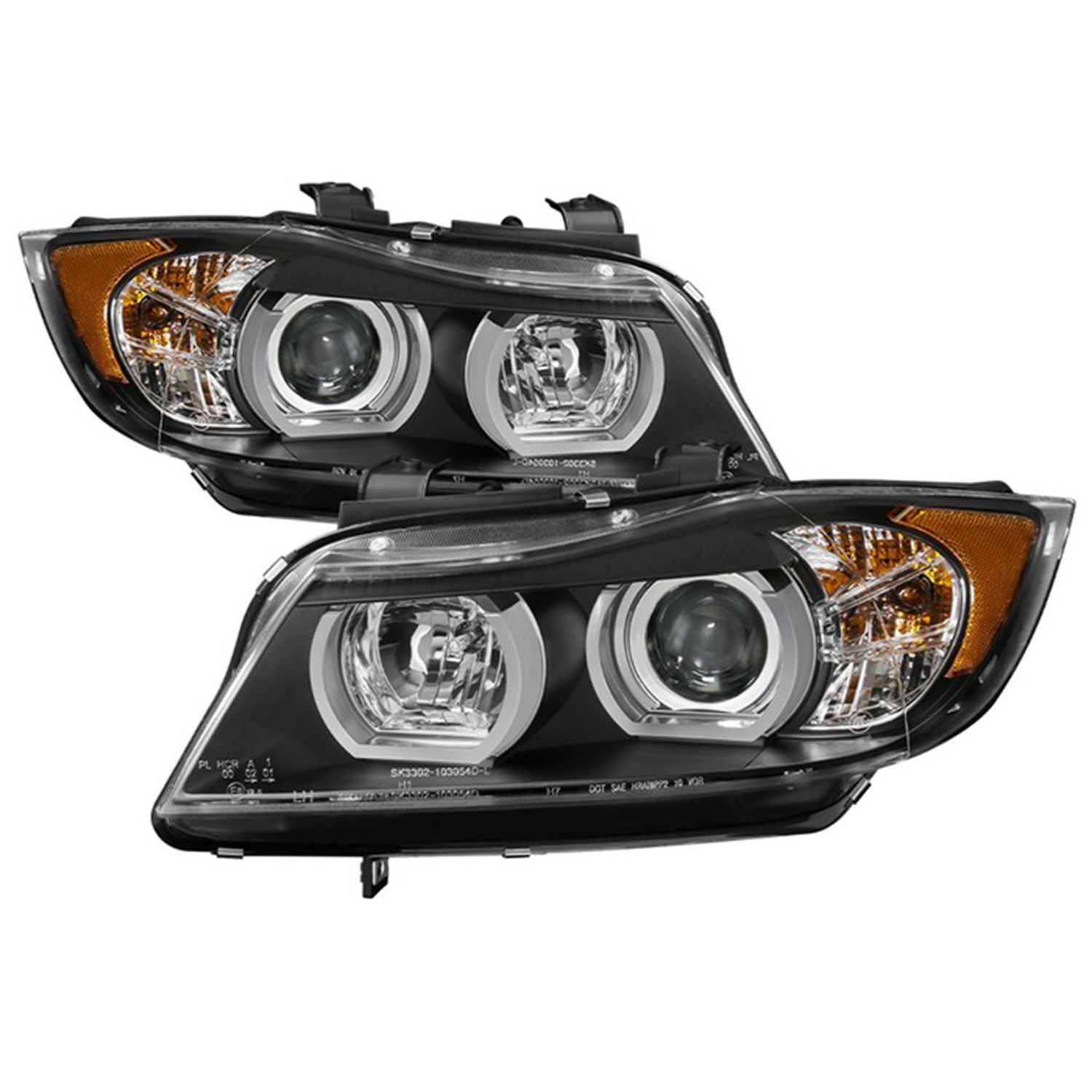 BMW E90 3-Series 06-08 4DR Version 2 Projector Headlights - Black - Image 1