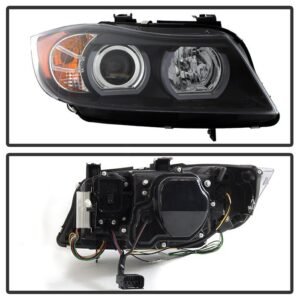 BMW E90 3-Series 06-08 4DR Version 2 Projector Headlights - Black - Image 2
