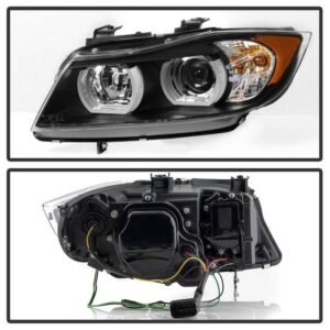 BMW E90 3-Series 06-08 4DR Projector Headlights - Black - Image 2