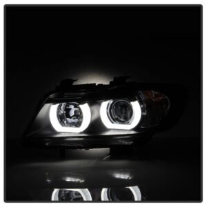 BMW E90 3-Series 06-08 4DR Projector Headlights - Black - Image 6