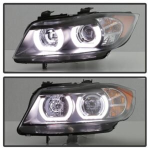 BMW E90 3-Series 06-08 4DR Projector Headlights - Black - Image 8