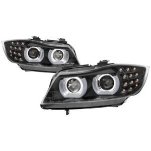 BMW E90 3-Series 09-12 4DR Projector Headlights - Black - Image 1