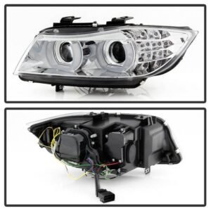 BMW E90 3-Series 09-12 4DR Projector Headlights - Chrome - Image 2