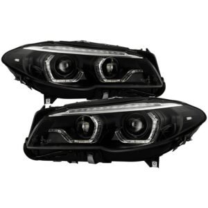 BMW 5 Series F10 2011-2013 Projector Headlights - Black - Image 1