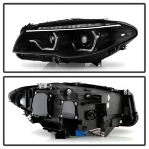 BMW 5 Series F10 2011-2013 Projector Headlights - Black - Image 2