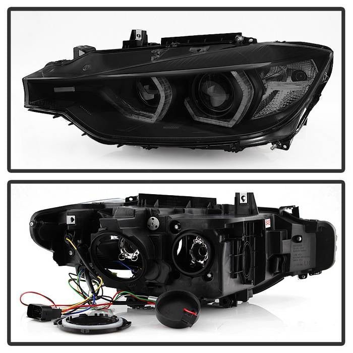 BMW F30 3 Series 2012 - 2014 4DR Projector Headlights - Black Smoke