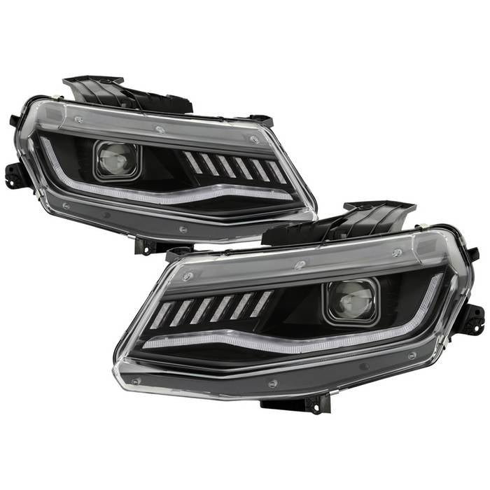 Chevy Camaro 16-18 Halogen Model Full LED Headlights- Black