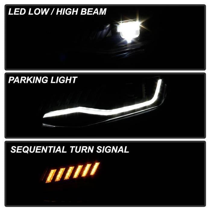 Chevy Camaro 16-18 Halogen Model Full LED Headlights- Black