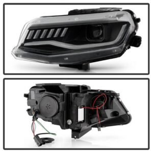 Chevy Camaro 16-18 Halogen Model Full LED Headlights- Black - Image 2