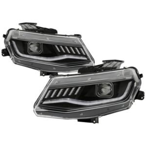 Chevy Camaro 16-18 Halogen Model Projector Headlights- Black - Image 1
