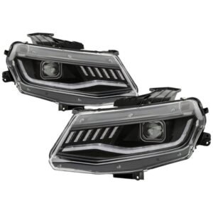 Chevy Camaro 16-18 Projector Headlights - Sequential Turn Signal - Black - Image 1