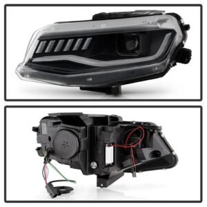 Chevy Camaro 16-18 Projector Headlights - Sequential Turn Signal - Black - Image 2