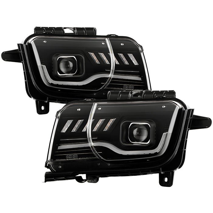 Chevy Camaro 2010-2013 Equipped Headlights - Sequential LED Switchback Turn Signal Lights - Black