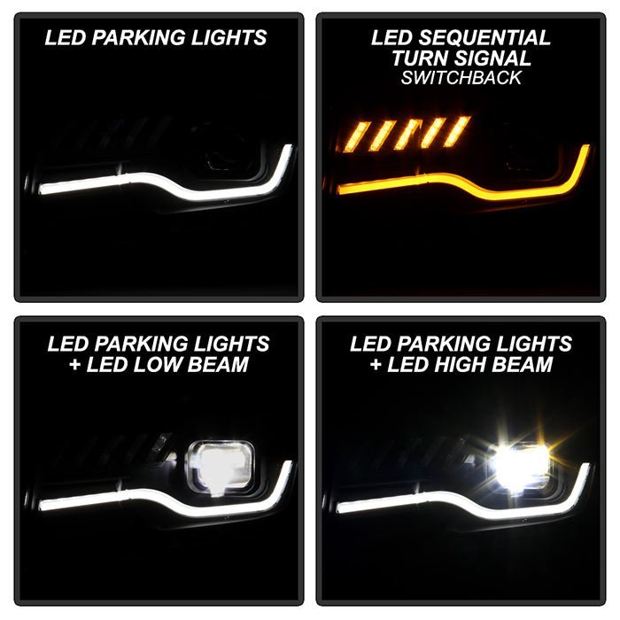 Chevy Camaro 2010-2013 Equipped Headlights - Sequential LED Switchback Turn Signal Lights - Black