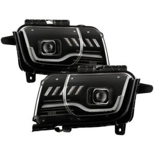 Chevy Camaro 2010-2013  Projector Headlights - Sequential LED Switchback Turn Signal Lights - Black - Image 1