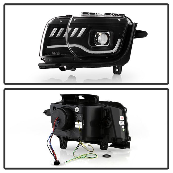 Chevy Camaro 2010-2013  Projector Headlights - Sequential LED Switchback Turn Signal Lights - Black
