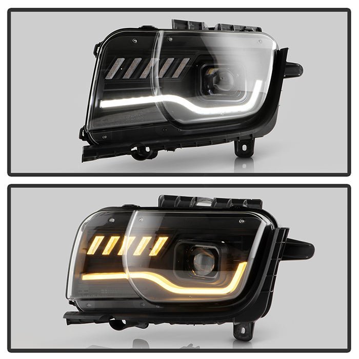 Chevy Camaro 2010-2013  Projector Headlights - Sequential LED Switchback Turn Signal Lights - Black