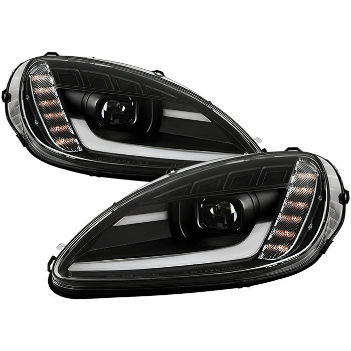 Chevy Corvette 2005-2013 Equipped Headlights - Sequential LED Turn Signal -  Black