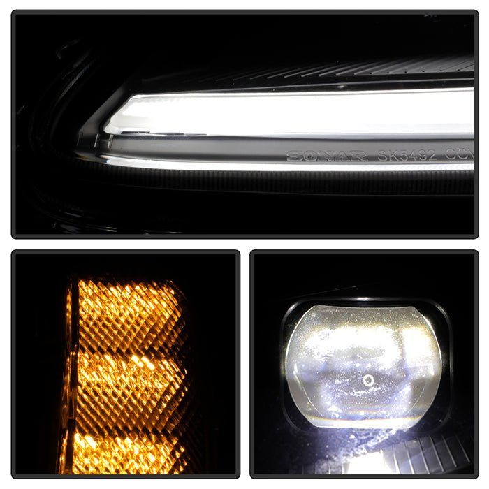Chevy Corvette 2005-2013 Equipped Headlights - Sequential LED Turn Signal -  Black