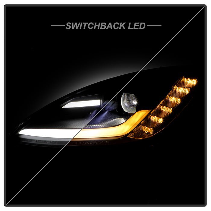 Chevy Corvette 2005-2013 Equipped Headlights - Sequential LED Turn Signal -  Black