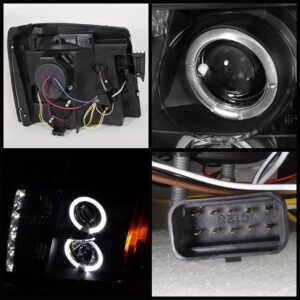 Cadillac Escalade 02-03 Projector Headlights - Black - Image 2