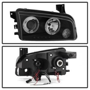 Dodge Charger 06-10 Projector Headlights -Black Smoke - Image 2