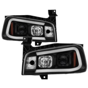 Dodge Charger 06-10 Projector Headlights - Light Bar LED - Black - Image 1