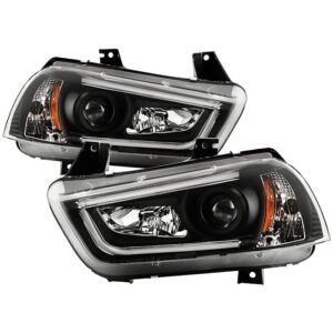 Dodge Charger 11-14 Projector Headlights - Light Tube DRL - Black - Image 1