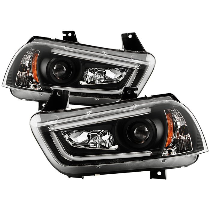 Dodge Charger 11-14 Projector Headlights - Light Tube DRL - Black