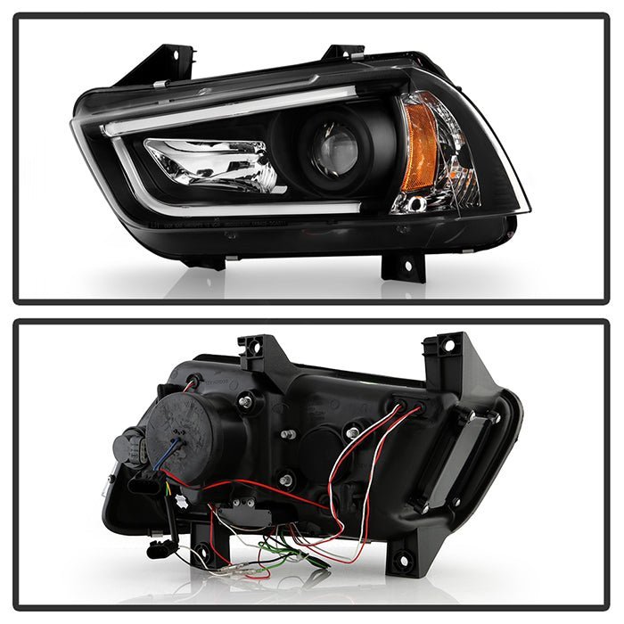 Dodge Charger 11-14 Projector Headlights - Light Tube DRL - Black