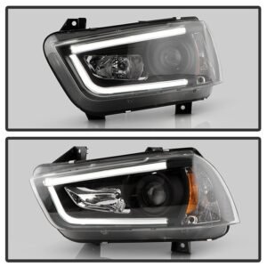 Dodge Charger 11-14 Projector Headlights - Light Tube DRL - Black - Image 8
