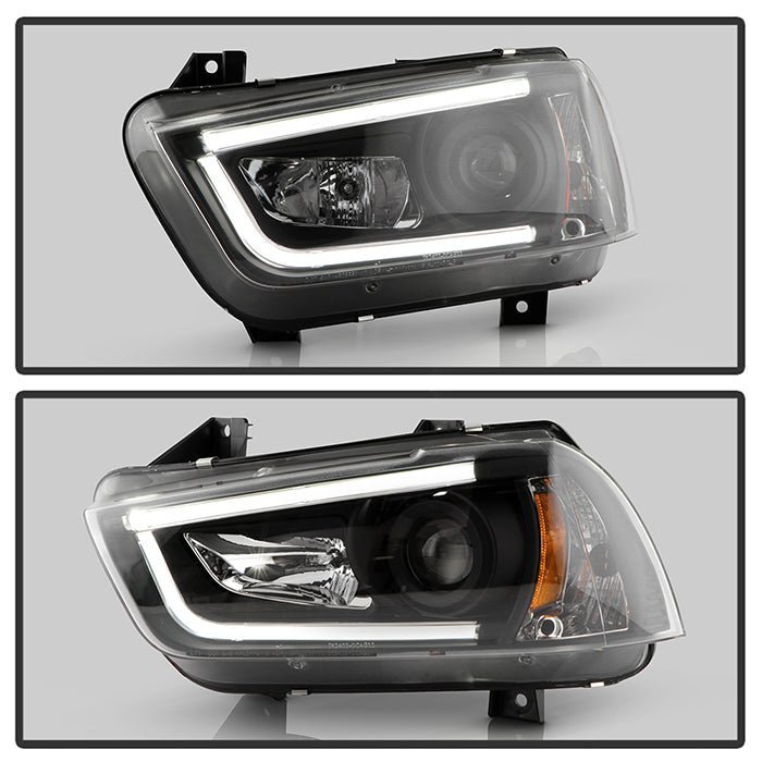 Dodge Charger 11-14 Projector Headlights - Light Tube DRL - Black